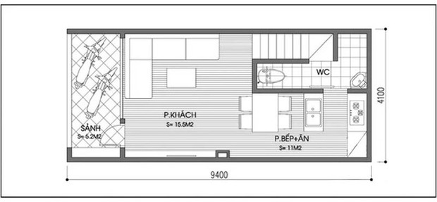 Cải tạo nhà 39m², khắc phục phòng ngủ nhỏ, ban công quá rộng